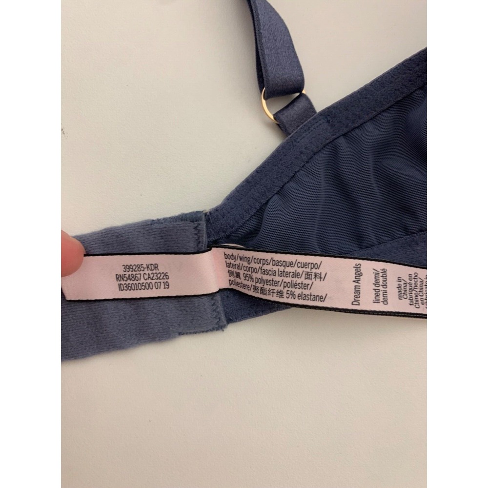 Victorias Secret Women Size 32DDD Blue Satin Dream Angels Lined Padded Bra - Picture 5 of 8